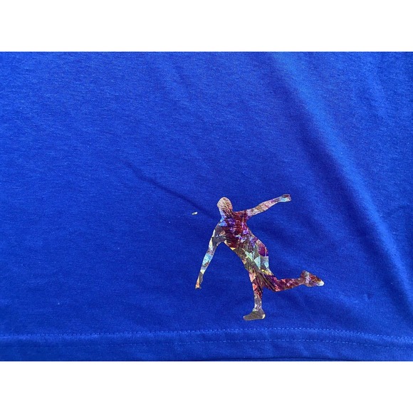 Disc Golf Shirt HYZER HOLOGRAPHIC RAINBOW Vinyl Custom Logo XL T-Shirt BLUE - Picture 3 of 6